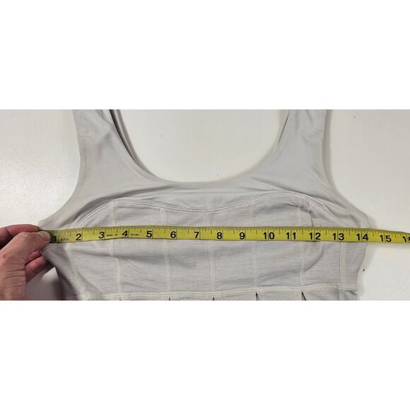Lululemon White / White Vapor Train Stripe Sunset Athletic Tank Top Size 4 - Picture 8 of 9